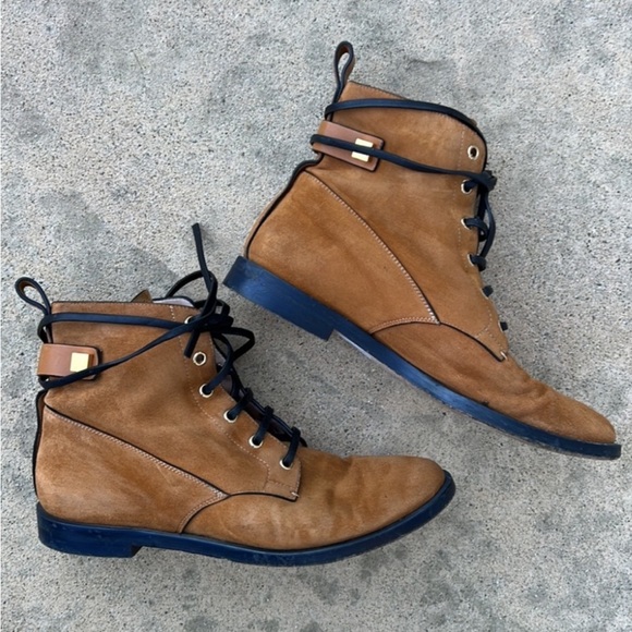 Stuart Weitzman Women's Tan Suede Leather Trim Ankle Boot Size 7 - Picture 2 of 11